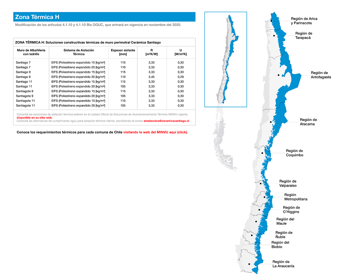 mapa nuevas zonas térmicas zona H cerámica santiago
